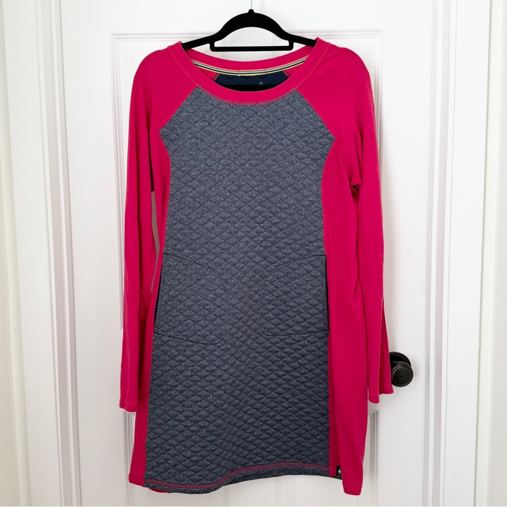 Women Smartwool Diamond Peak Wool-Blend Quilted Dress Red Gray Size Large